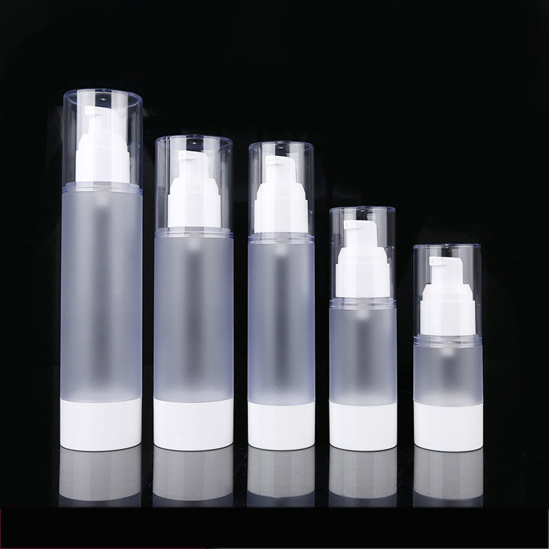 Frosted White Plastic PP Airless Cosmetic Bottles Round Lotion Pump Bottle