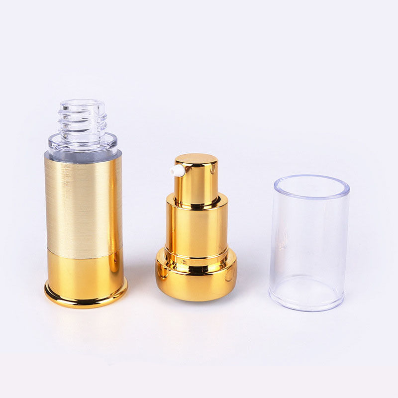 Gold Color Airless Cosmetic Bottles Small Cosmetic Containers ISO90001