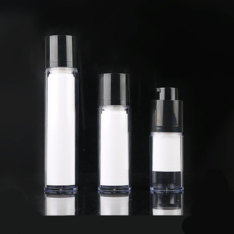 Transparent Airless Cosmetic Bottles Luxury Pump Bottle With Black Pump