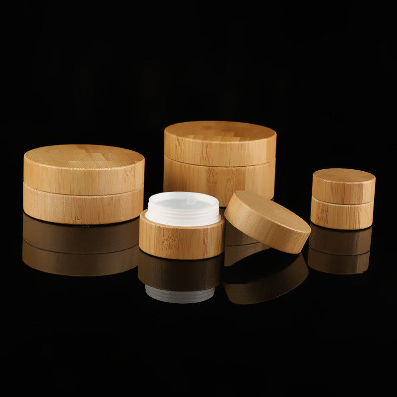 Plastic Empty Cosmetic Jars With Bamboo All Covered