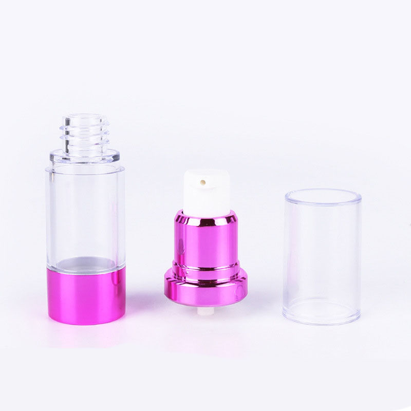 Pink Transparent Plastic Plating Lotion Airless Vacuum Pump Bottle