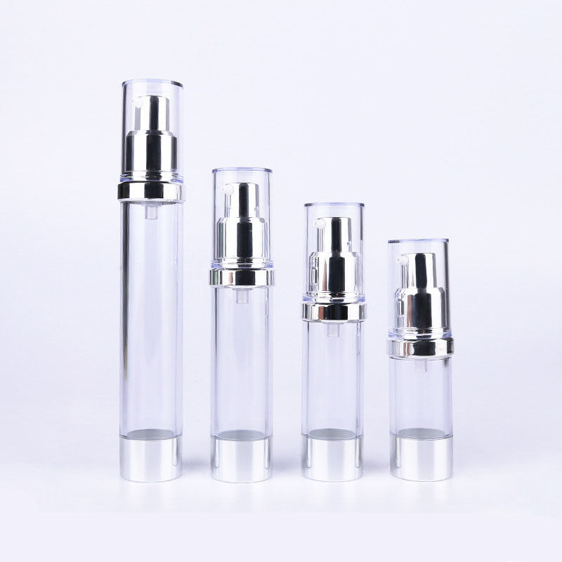 Clear Plastic Silver Plating Vacuum Airless Cosmetic Bottles