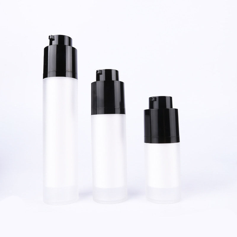 15ML 30ML 50ML frost white plastic PP black pump twist up airless bottle