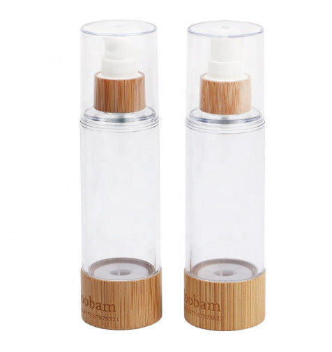 Plastic Luxury Pump Bamboo Lotion Cosmetics Packaging Airless Bottle